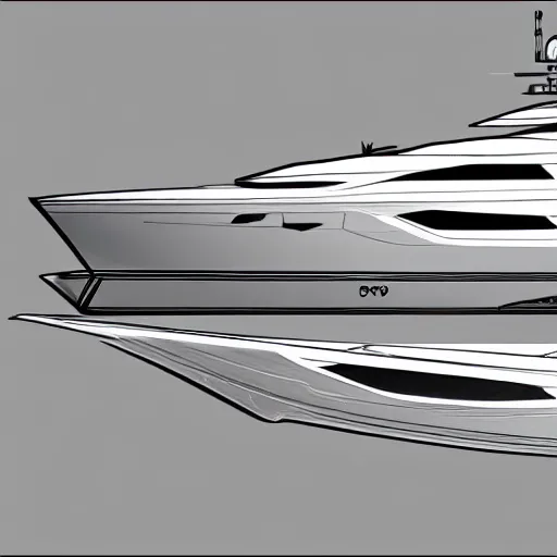 Image similar to sketches of super yacht, technical, detailed