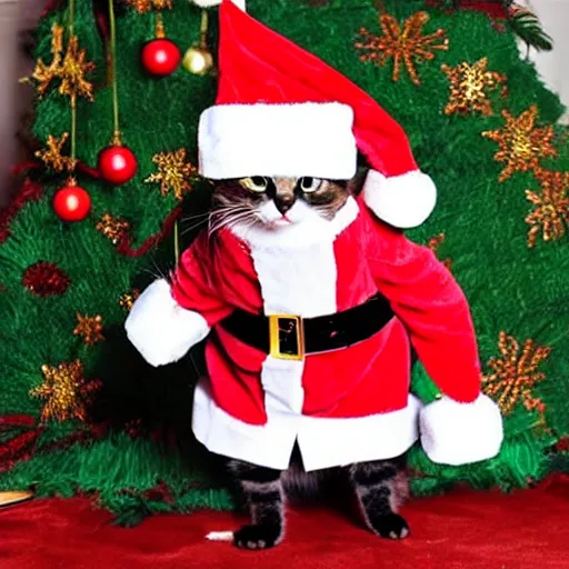 Image similar to cat wearing a santa costume