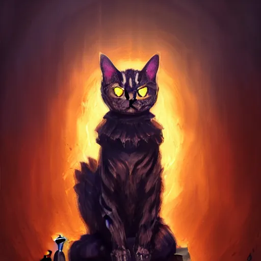 Prompt: Oil Painting of Cat, Anthropomorphized, casting evil spell, magic the gathering artwork, horror, D&D, fantasy, cinematic lighting, centered, symmetrical, highly detailed, digital painting, artstation, concept art, smooth, sharp focus, illustration, volumetric lighting, epic Composition, 8k, art by Akihiko Yoshida and Greg Rutkowski and Craig Mullins, oil painting, cgsociety