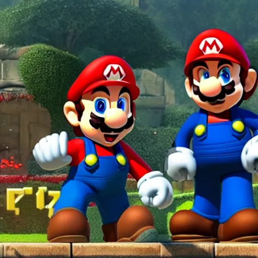 Image similar to what mario graphics will look like in 2 0 1 4, unreal engine, realistic, 4 k, hdr