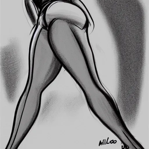 Image similar to milt kahl sketch of thick cuban girl wearing black yoga pants