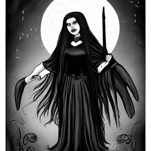 Image similar to Wednesday Adams as a Demonic Goddess