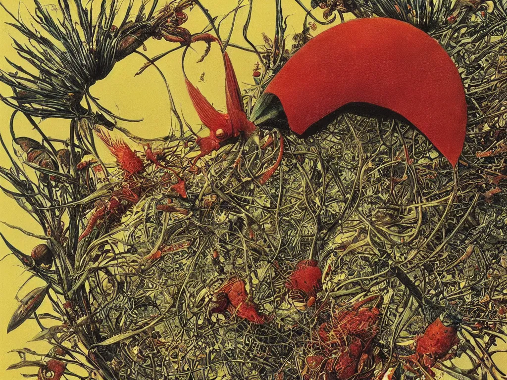 Image similar to Close up of the cardinal beetle. Painting by Beksinski, Walton Ford, Ernst Haeckel