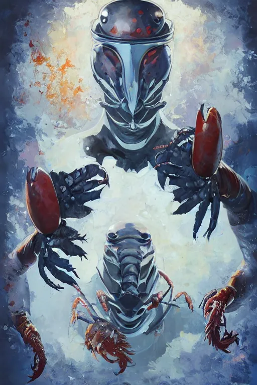 Prompt: portrait of the swell lobster sealer wearing zibeline mask by artgerm and Craig Mullins, James Jean, Andrey Ryabovichev, Mark Simonetti and Peter Morbacher 16k