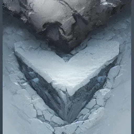 Prompt: a heart made of stone and ice,digital art,realistic,detailed,art by greg rutkowski