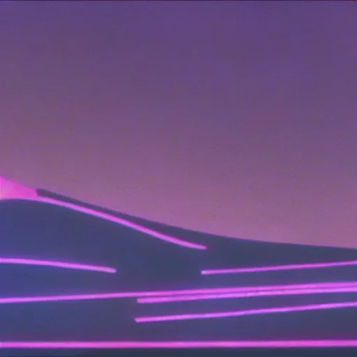 Image similar to futuristic angular neon pastel cityscape, still frame from Fantasia (1940)