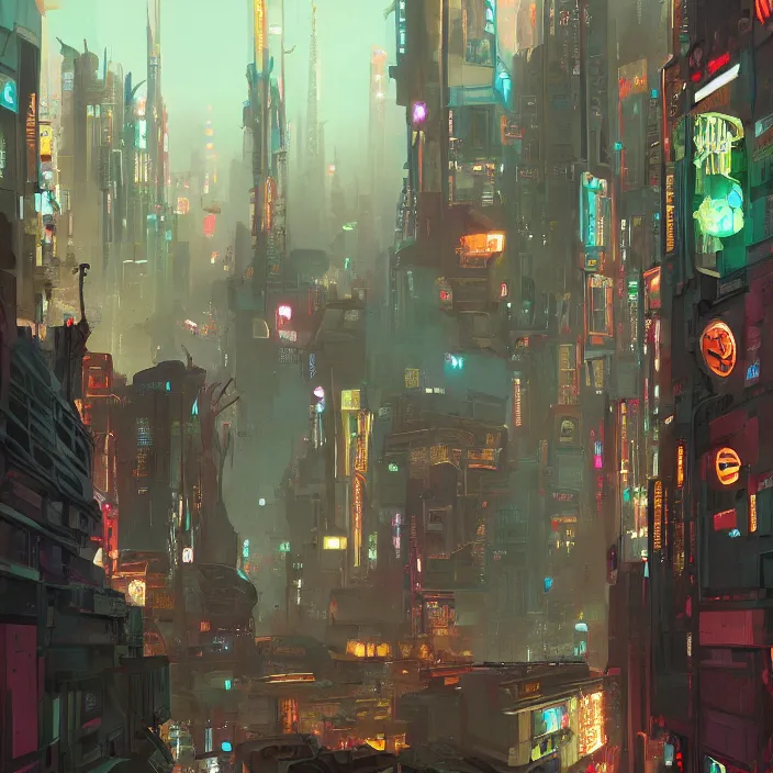 Image similar to a beautiful painting of a cyberpunk city by sergey kolesov and vania zouravliov and pascal blanche and rhads. in style of colorful comic noir illustration, symmetry, sci fi, hyper detailed. octane render. trending on artstation