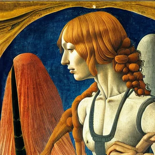 Image similar to the martian by sandro botticelli. tempera on panel