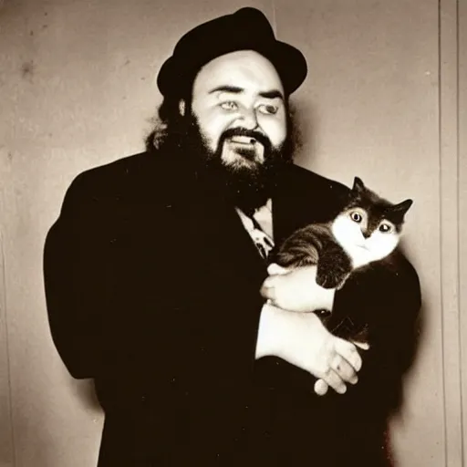 Prompt: a photo of Pavarotti when he was a cat