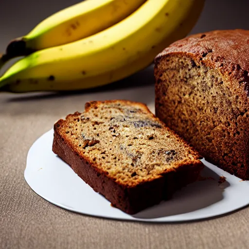 Prompt: photorealistic photograph of banana bread at work dude, photorealistic, realism, highly detailed, ultra detailed, ambient occlusion, depth of field