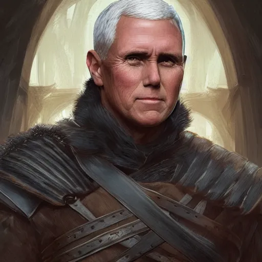 Prompt: mike pence as a game of thrones character, highly detailed digital painting, artstation, concept art, smooth, sharp focus, illustration, art by artgerm and greg rutkowski and alphonse mucha