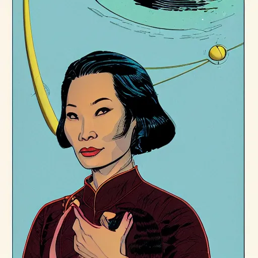 Image similar to lucy liu retro minimalist portrait moebius starwatcher comic by jean giraud, 8 k