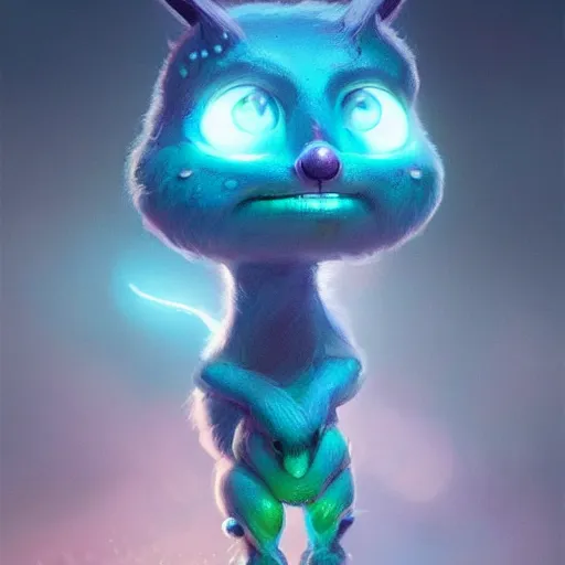 Image similar to adorable glowing creature, trending on artstation, cute, big eyes, matte painting, concept art, pixar, disney, highly detailed, cinematic composition, unreal engine