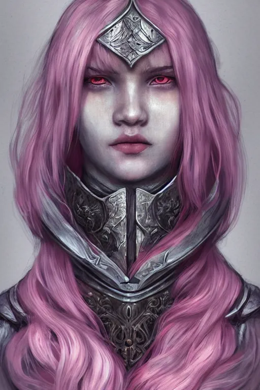 Image similar to Soft dark souls Portrait of a knight wearing pyjamas, pastel pink, dark fantasy, intricate, elegant, highly detailed, photographic, full-body portrait, artstation, concept art, smooth, sharp focus, art by artgerm