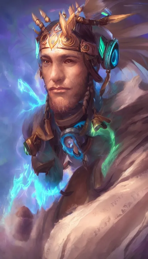 Prompt: portrait of a digital shaman, by league of legends concept artists