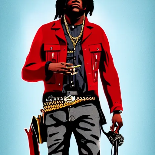 Image similar to Rapper Chief Keef In red dead redemption 2 digital art 4K quality super realistic