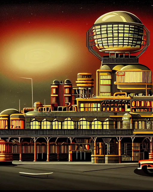 Image similar to a beautiful ultradetailed painting of industrial architecture casino by federico babina, galactic reclaimed by nature fisheye infrared evil, archdaily, wallpaper, highly detailed, trending on artstation.