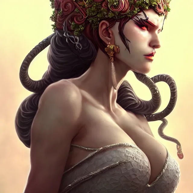 Prompt: epic professional digital art of 👰‍♀️ gorgon 🥰,best on artstation, cgsociety, wlop, Behance, pixiv, astonishing, impressive, outstanding, epic, cinematic, stunning, gorgeous, much detail, much wow, masterpiece.