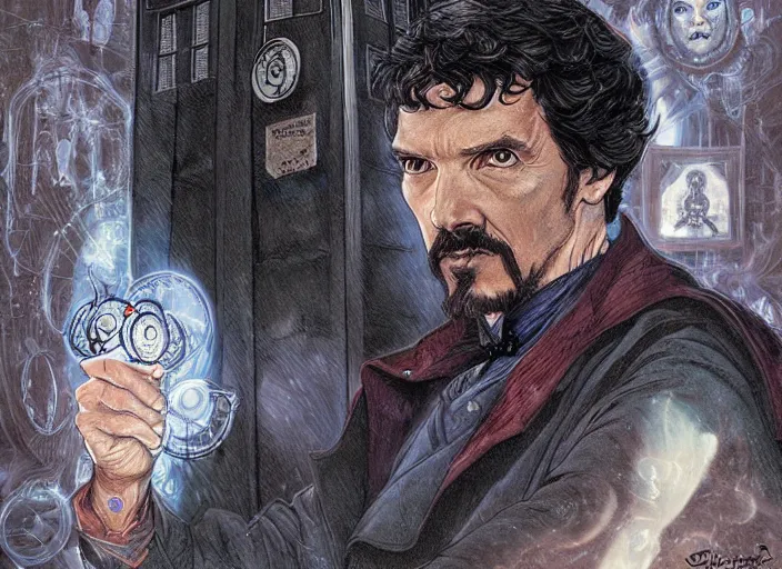 Image similar to a highly detailed [ doctor who ] portrait of stephen strange, james gurney, james jean