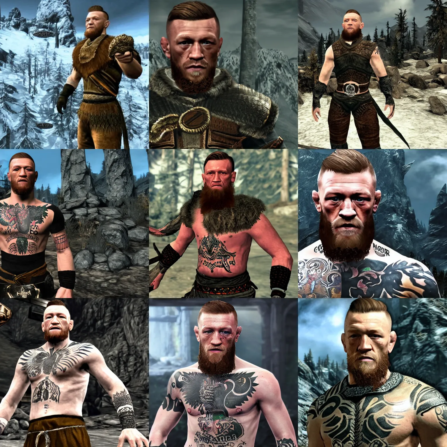 Prompt: connor mcgregor as a skyrim npc, pc screenshot