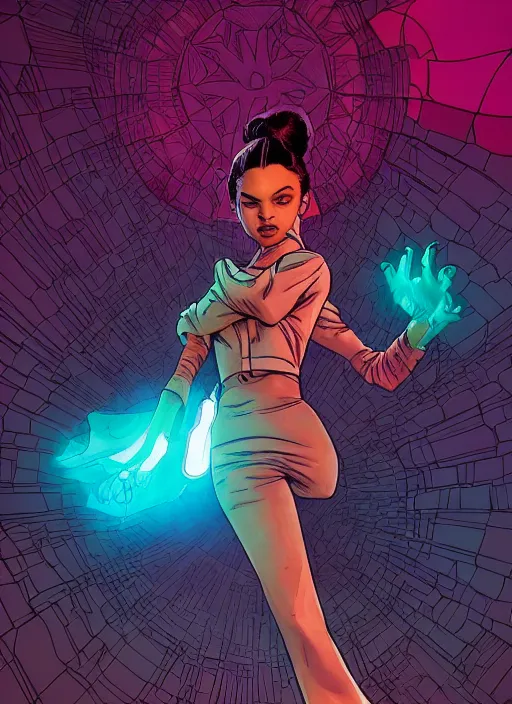 Image similar to portrait of marina nery, falling in love, glowing with heart aura. sharp focus, cinematic pose, cinematic lighting, unreal engine render. art by josan gonzales and moebius and deathburger.