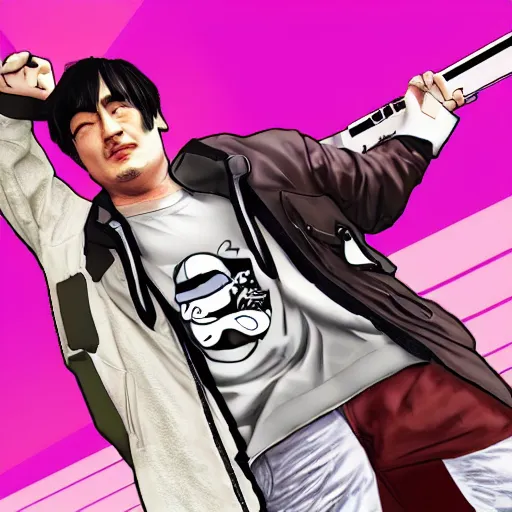 Image similar to joji as a grand theft auto 5 character, grand theft auto loading screen style