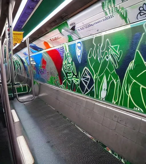 Image similar to graffiti mural on a subway train that says ireland