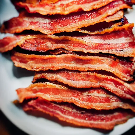 Prompt: close up high resolution photo of vegan bacon, very tasty, food photography, instagram, trending