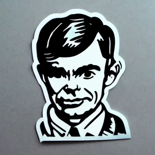 Image similar to die cut sticker individual alan turing silk screen butcher billy style