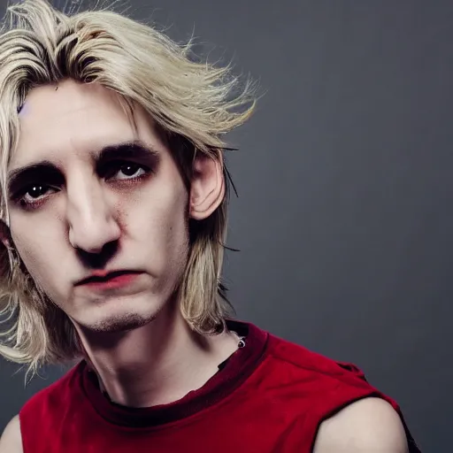 Image similar to xqc in a satanic metal band, 4k, high detail, high-resolution photograph, professional photography, ultra-detail