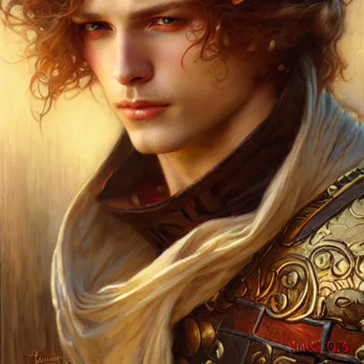 Image similar to attractive arthur pendragon. highly detailed painting by gaston bussiere, tom bagshaw, j. c. leyendecker