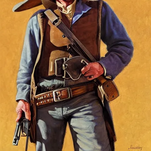 Image similar to rabbit as an old west bandit. Rabbit gunslinger by James Gurney.