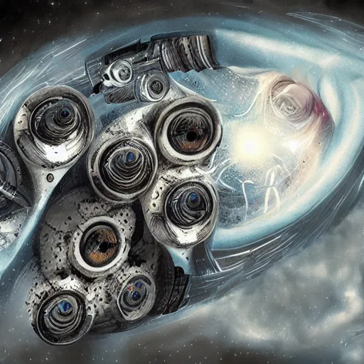 Image similar to Infinite Wheels within wheels with infinite eyes, hyperrealistic art, biological, universe