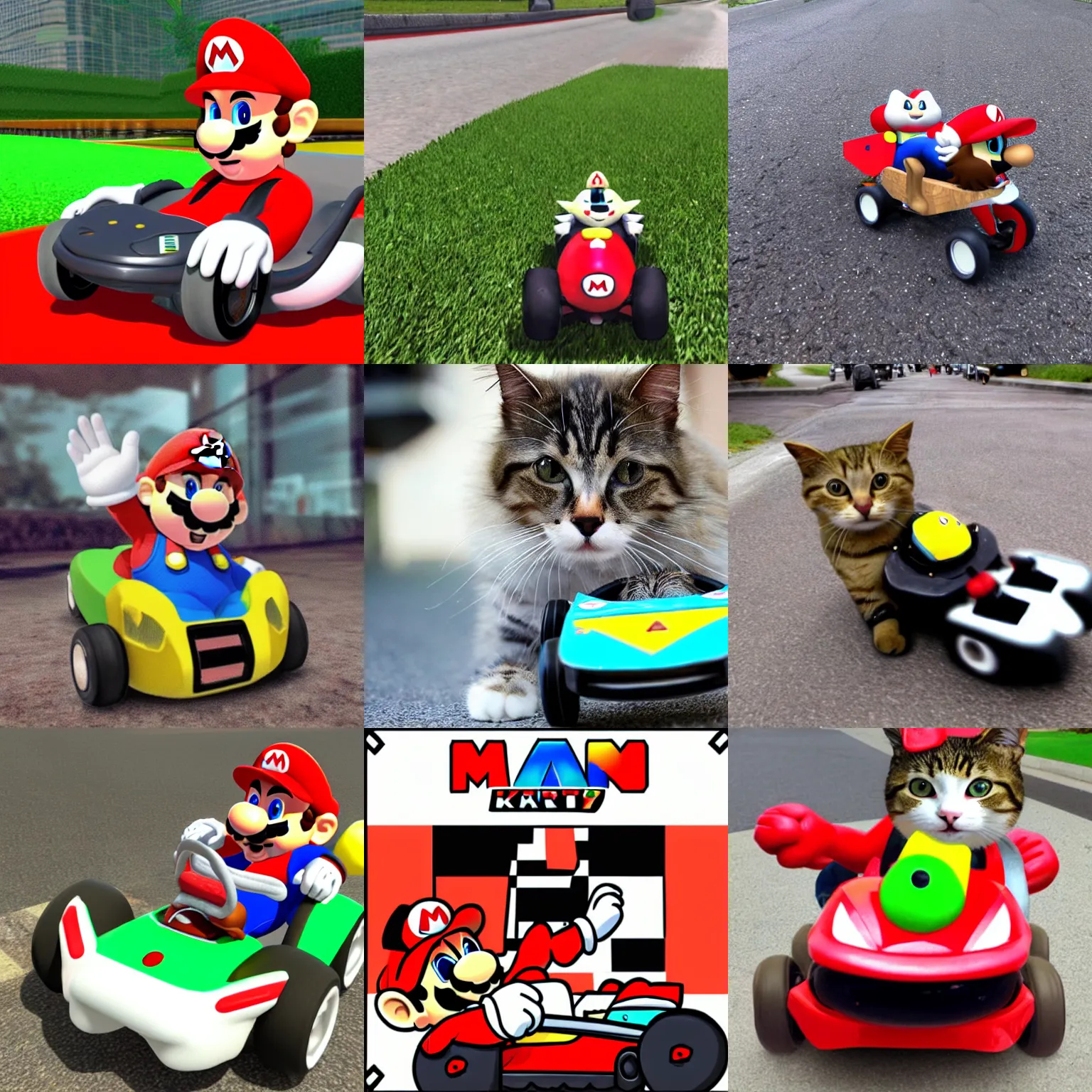 Prompt: Mario Kart Cat Mario