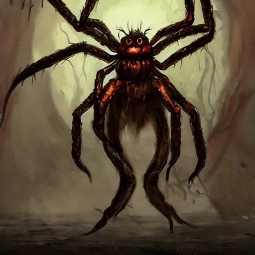 Prompt: d & d monster, huge spider monster covered in bulging eyes, dark fantasy, concept art, character art