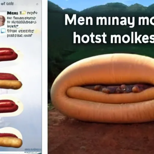 Prompt: meme with elon musk about hotdogs