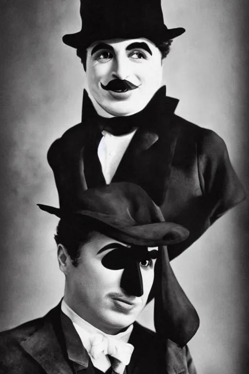 Prompt: portrait of charles chaplin as batman