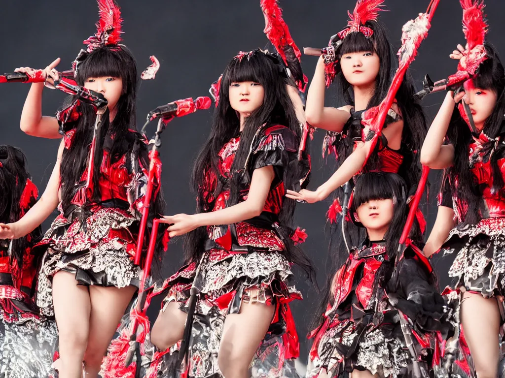 Image similar to babymetal performing on a tropical beach beautiful, scenery, High Definition detail, 8K, photography