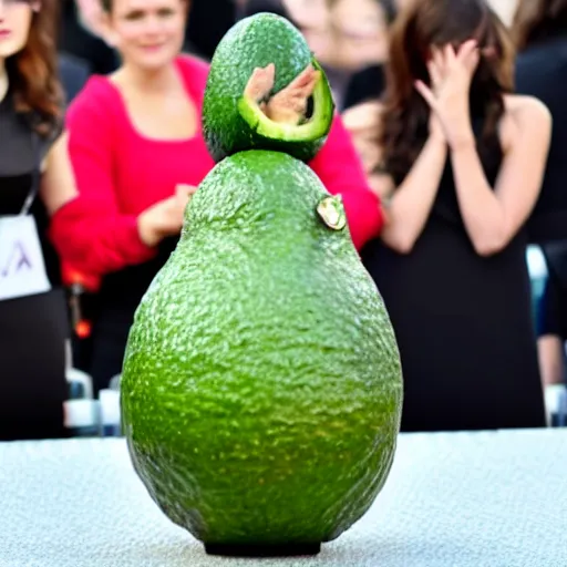 Image similar to emma watson as an avocado chair