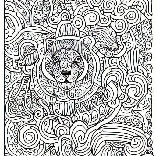 Image similar to cute animals, coloring book, outline art, digital art, drawing, simplistic