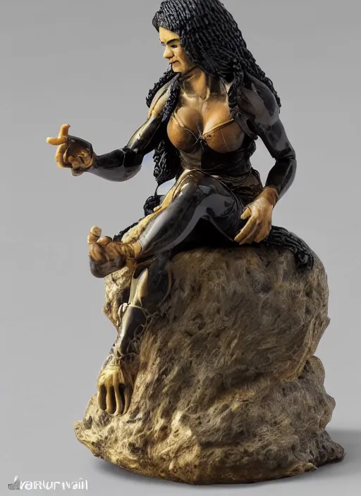 Prompt: Product Introduction Photos, 4K, Full body, 80mm resin detailed miniature of a worrier woman, sitting