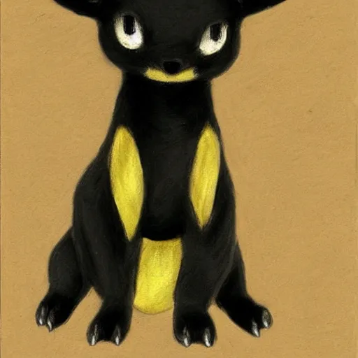 Image similar to umbreon pup in the style of a naturalist painting is the cutest thing i have ever seen, oh my god