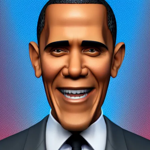 Image similar to hyperdetailed 3 d cartoon render of cartoon barackb obama in a confident expressive pose, cartoon eyes!!!!! cute, exaggarated facial features, cute cartoon style, white background, low angle shot, cinematic studio lighting, studio quality, octane render, unreal engine 5, trending on artstation, art by sebastian jm, 8 k