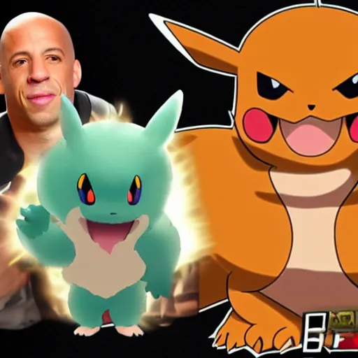 Prompt: Vin Diesel as a pokemon monster