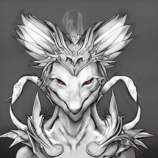 Image similar to anthropomorphic silver dragon, headshot profile picture, cute ears, large eyes, male, commission on furaffinity, sketch drawing