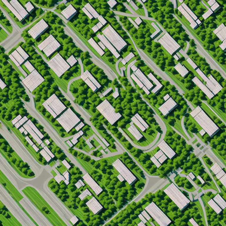 Prompt: Photo of one-point perspective to the center, ground level view of soviet town, very very very long soviet panel buildings. A perfect green lawn. High detail, details, 105mm, symmetric, symmetrical, synched, surreal, cinematic
