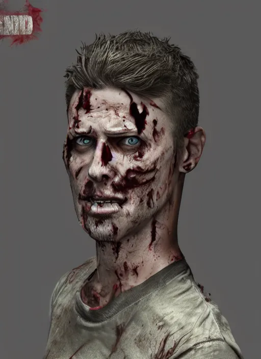 Image similar to joey from friends in the walking dead, face enhance, realistic, shaun of the dead, izombie, ultra detailed, octane render, lovecraftian, horror, dead space, the walking dead