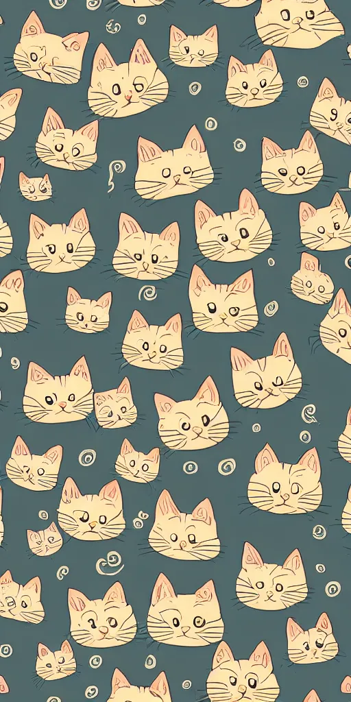 Image similar to seamless pattern of cute cats symmetrical, high coherence, repeating 3 5 mm photography