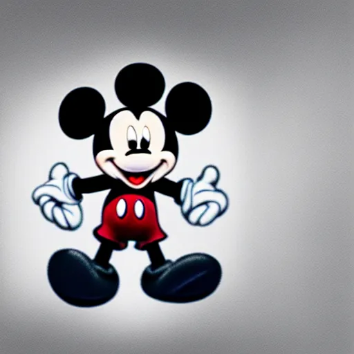 Image similar to Mickey Mouse as a human, photorealistic, film still, desolate