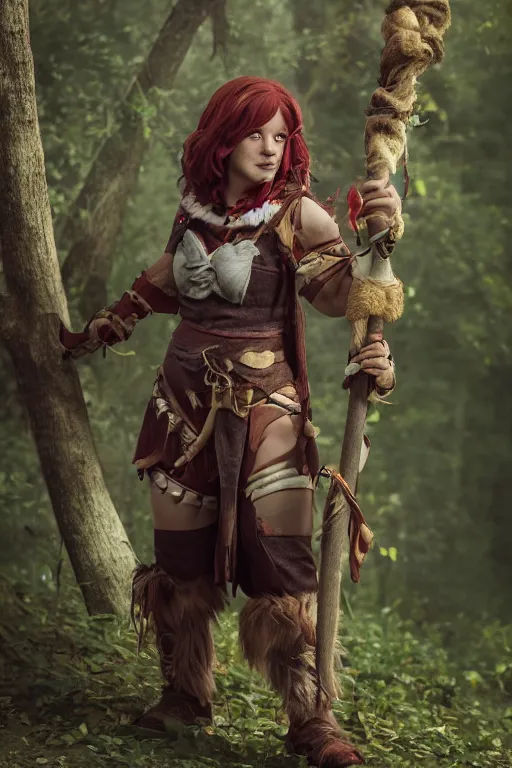 Image similar to a female DND firbolg, high resolution film still, 8k, HDR colors, cosplay, studio lighting
